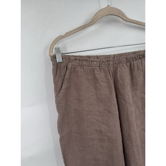 Match Point 100% Linen USA Made Wide Leg Pant Women M Brown Lagenlook Minimalist - Picture 7 of 7